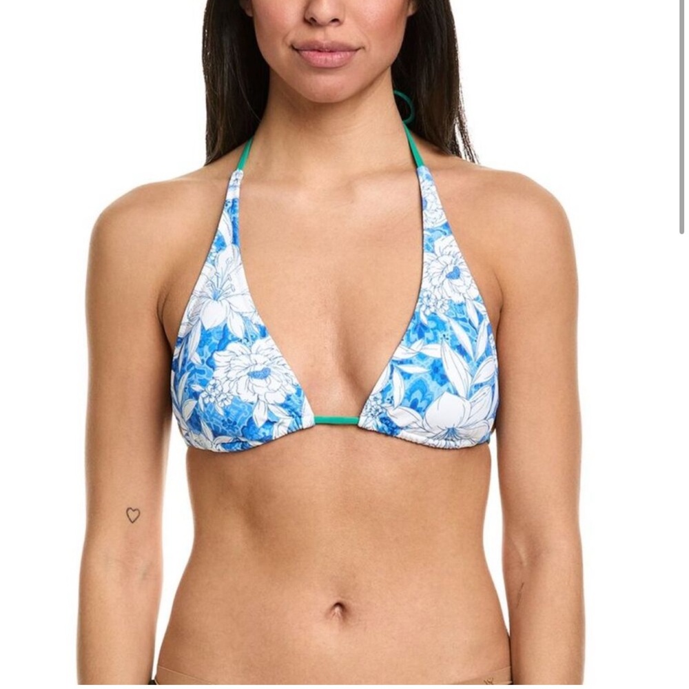 New! Johnny Was Womens  String Bikini Top, Blue